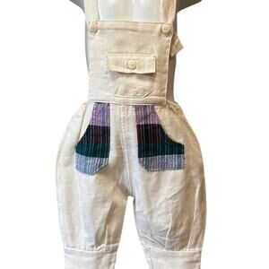 Cultural Boho Kids 4T Linen Overall Pant/Shorts, Ivory/Multi Mexico New